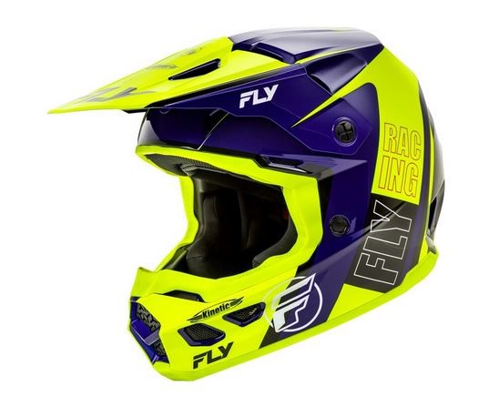 FLY RACING Kinetic Rally Helm - Hi-Vis/Blau/Schwarz